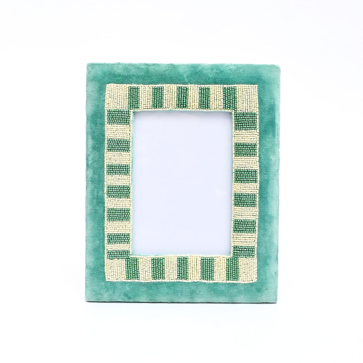 Sage Stripe Beaded Embroidered Photo Frame 5x7 Inch