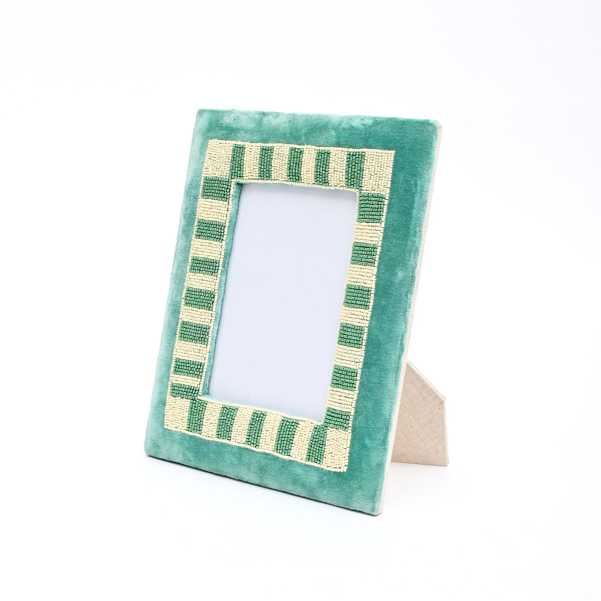 Sage Stripe Beaded Embroidered Photo Frame 5x7 Inch