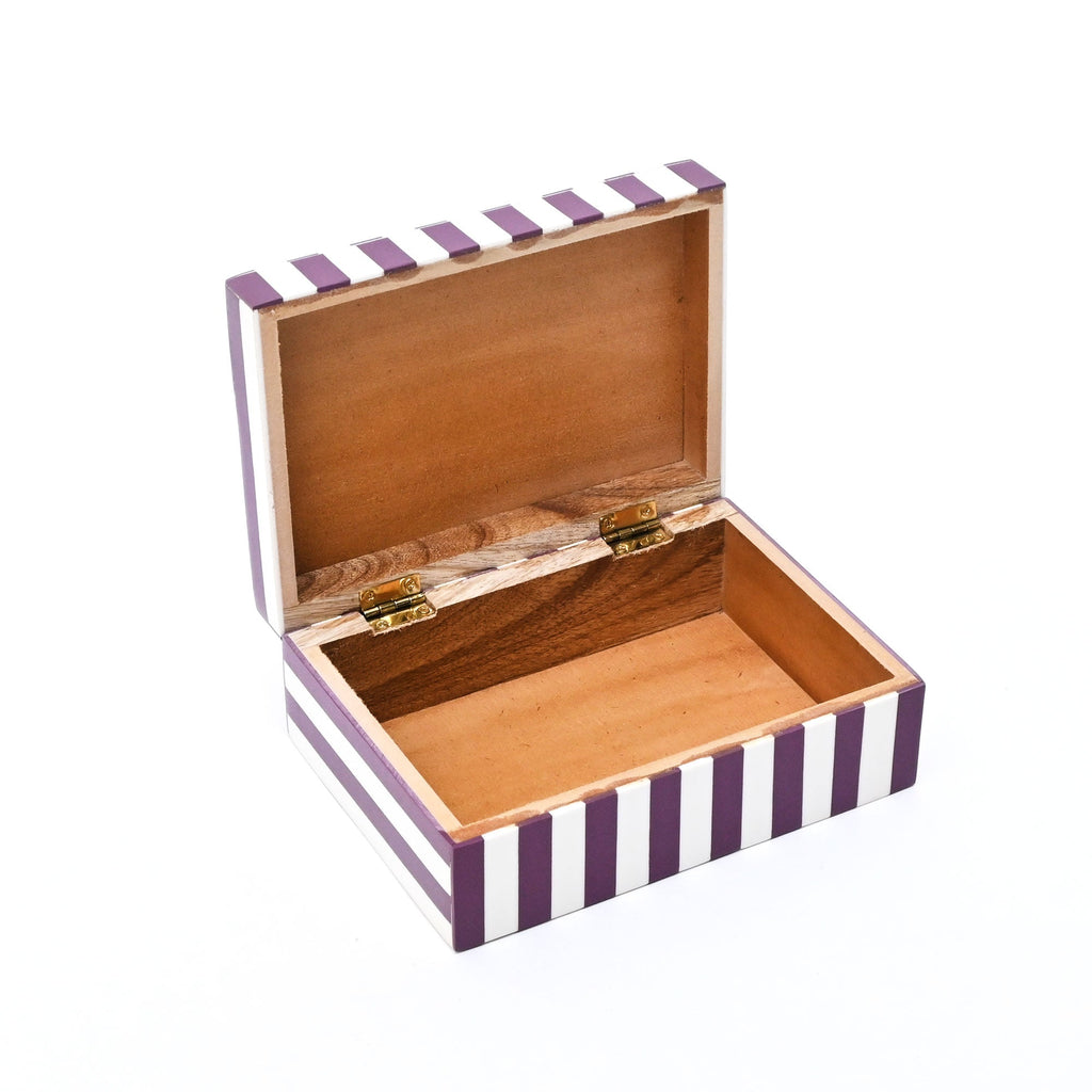 Purple Striped Resin Storage Box Glossy MDF