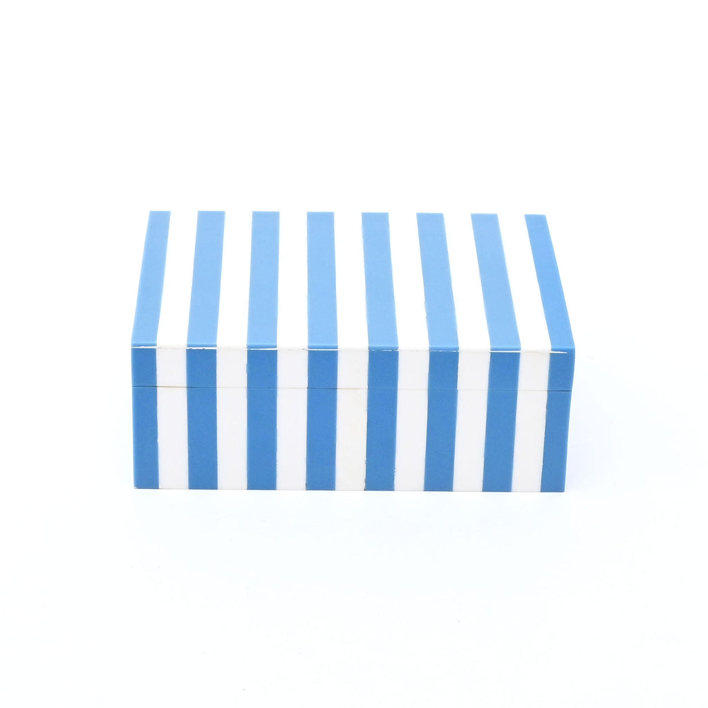 Blue Striped Resin Storage Box 17cm Glossy MDF