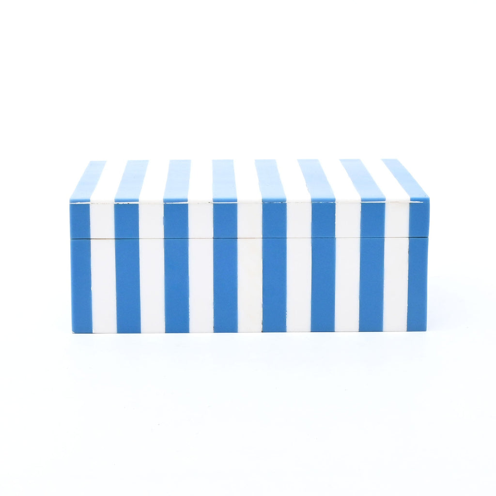 Blue Striped Resin Storage Box 17cm Glossy MDF