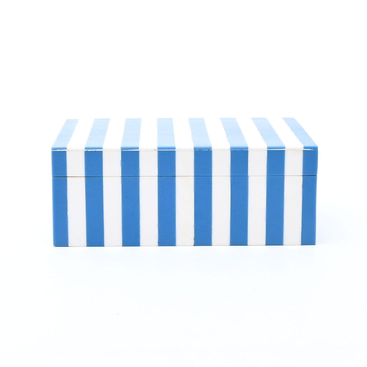Blue Striped Resin Storage Box 17cm Glossy MDF
