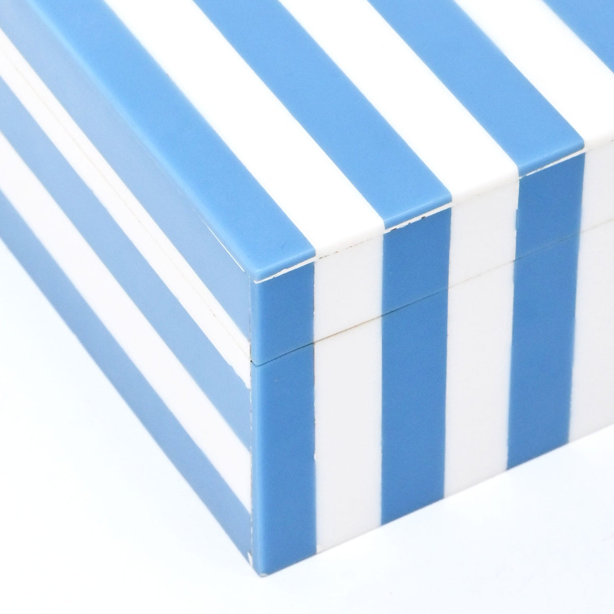 Blue Striped Resin Storage Box 17cm Glossy MDF