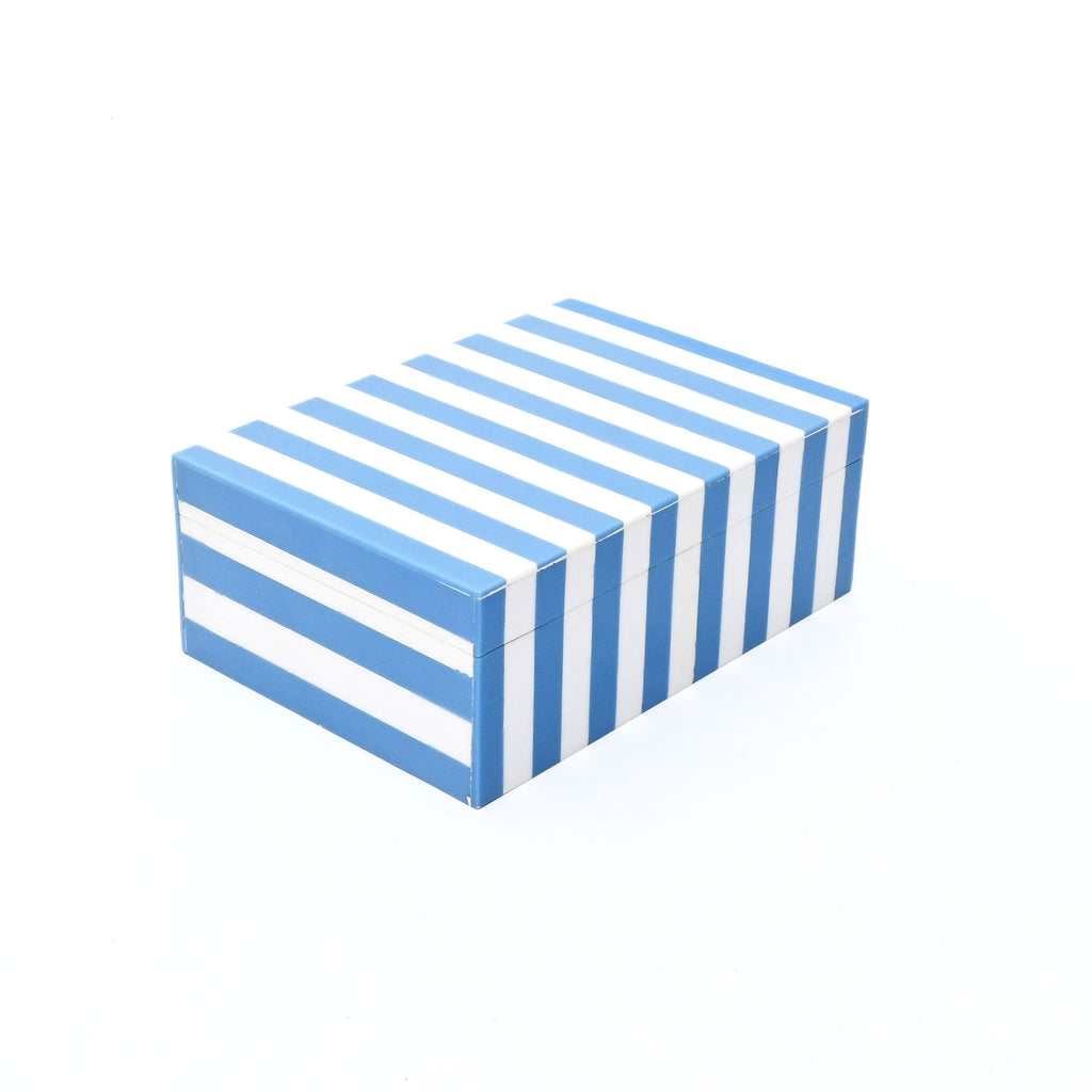 Blue Striped Resin Storage Box 17cm Glossy MDF