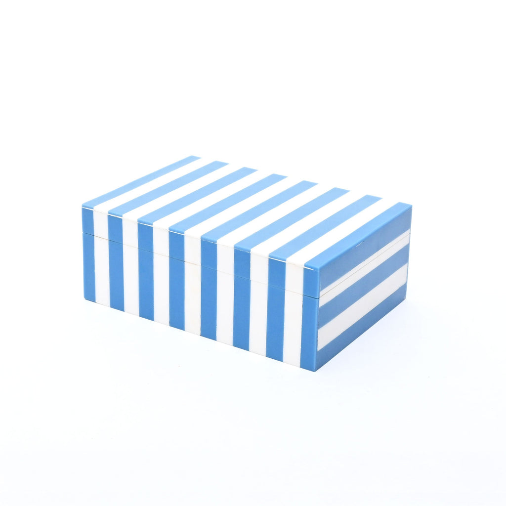 Blue Striped Resin Storage Box 17cm Glossy MDF