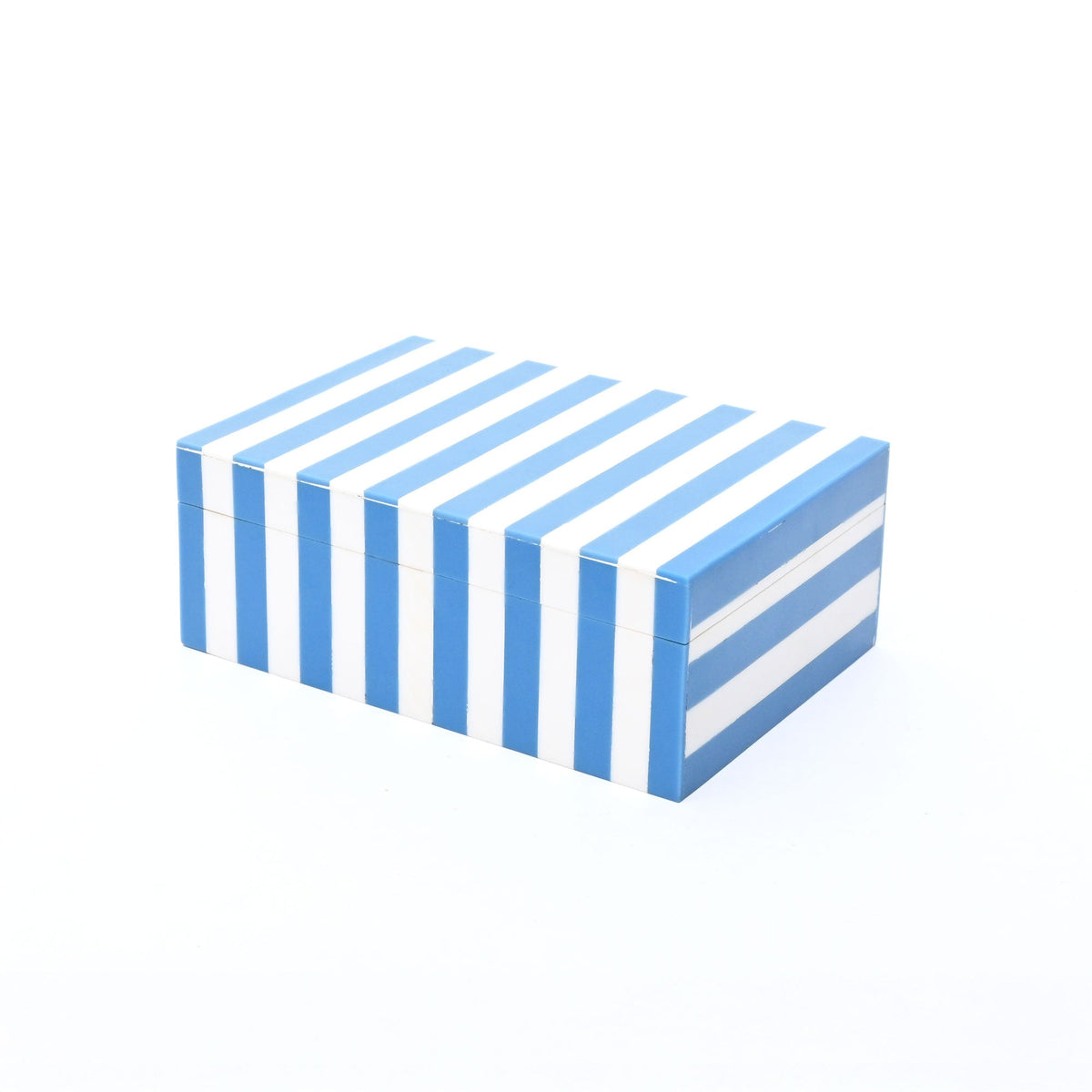 Blue Striped Resin Storage Box 17cm Glossy MDF