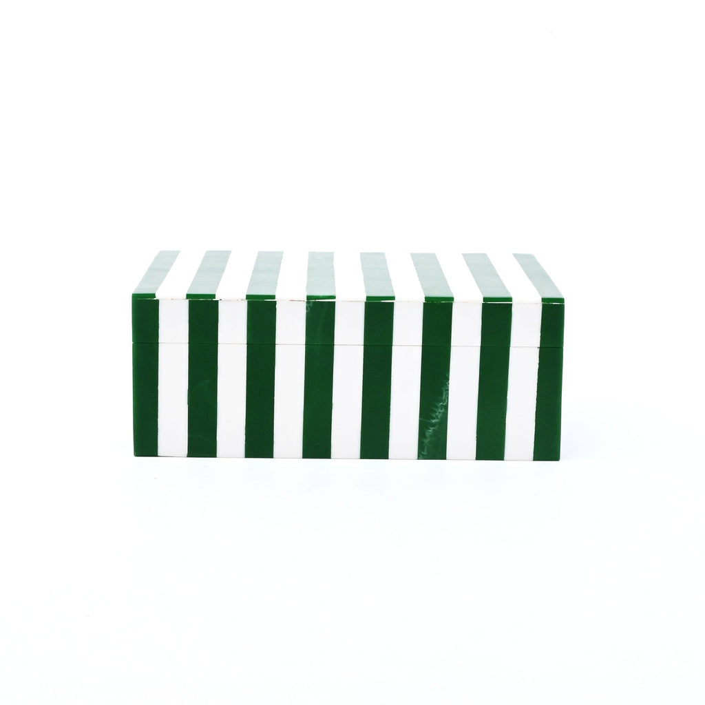 Green Striped Resin Storage Box Glossy MDF