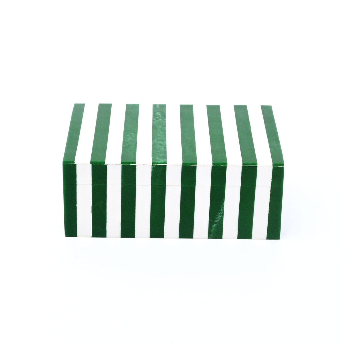 Green Striped Resin Storage Box Glossy MDF