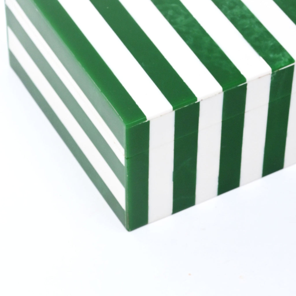 Green Striped Resin Storage Box Glossy MDF