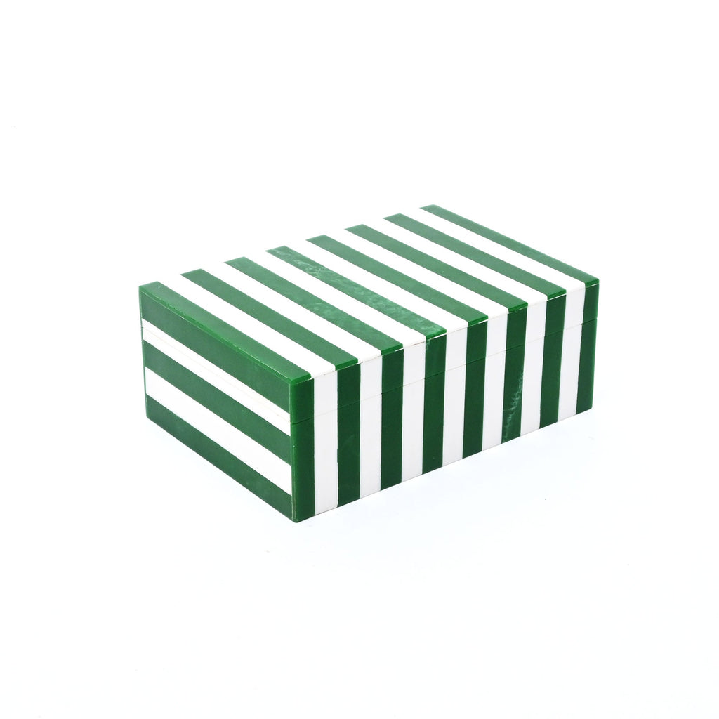 Green Striped Resin Storage Box Glossy MDF