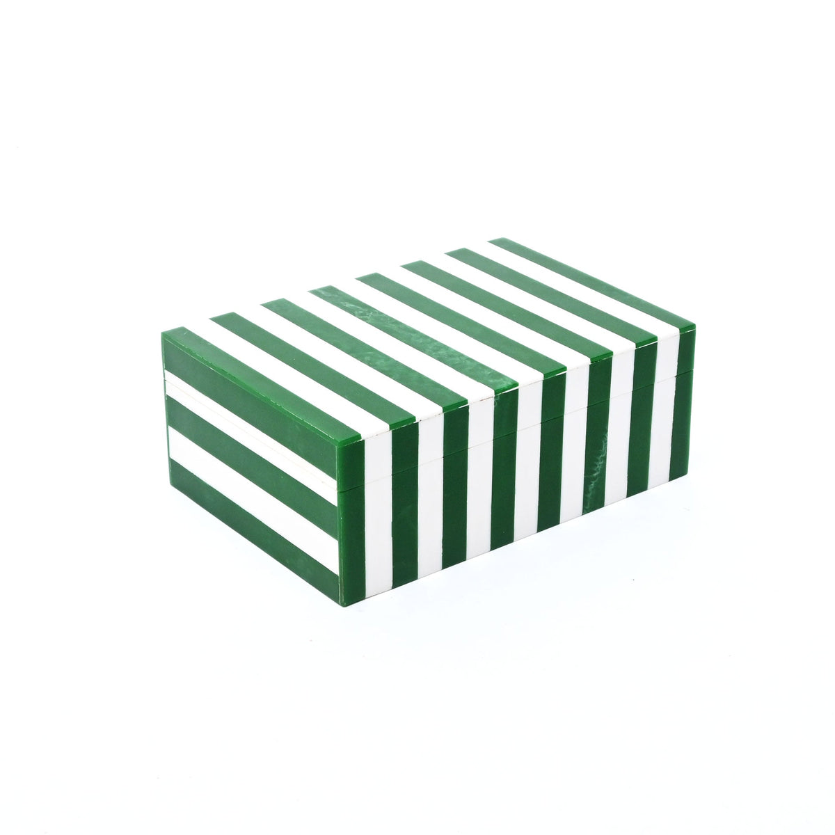 Green Striped Resin Storage Box Glossy MDF