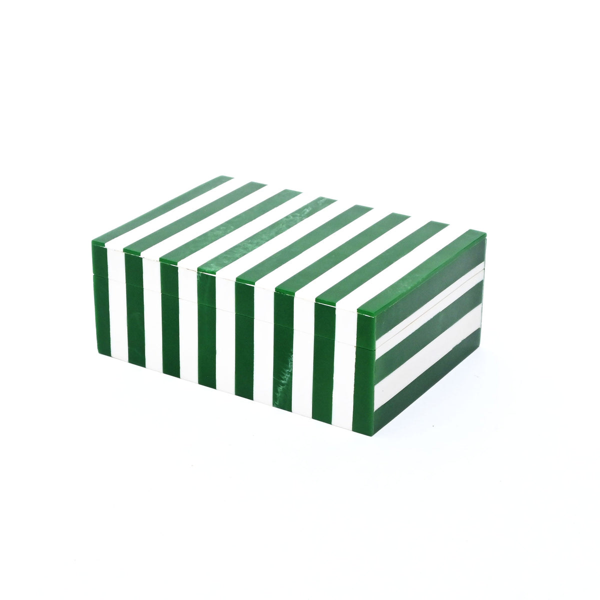 Green Striped Resin Storage Box Glossy MDF