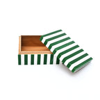 Green Striped Resin Storage Box Glossy MDF