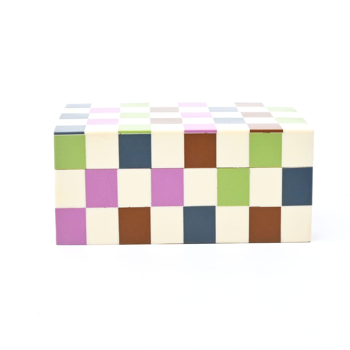 Checkered Resin Storage Box 7x5x3 Inch Glossy MDF