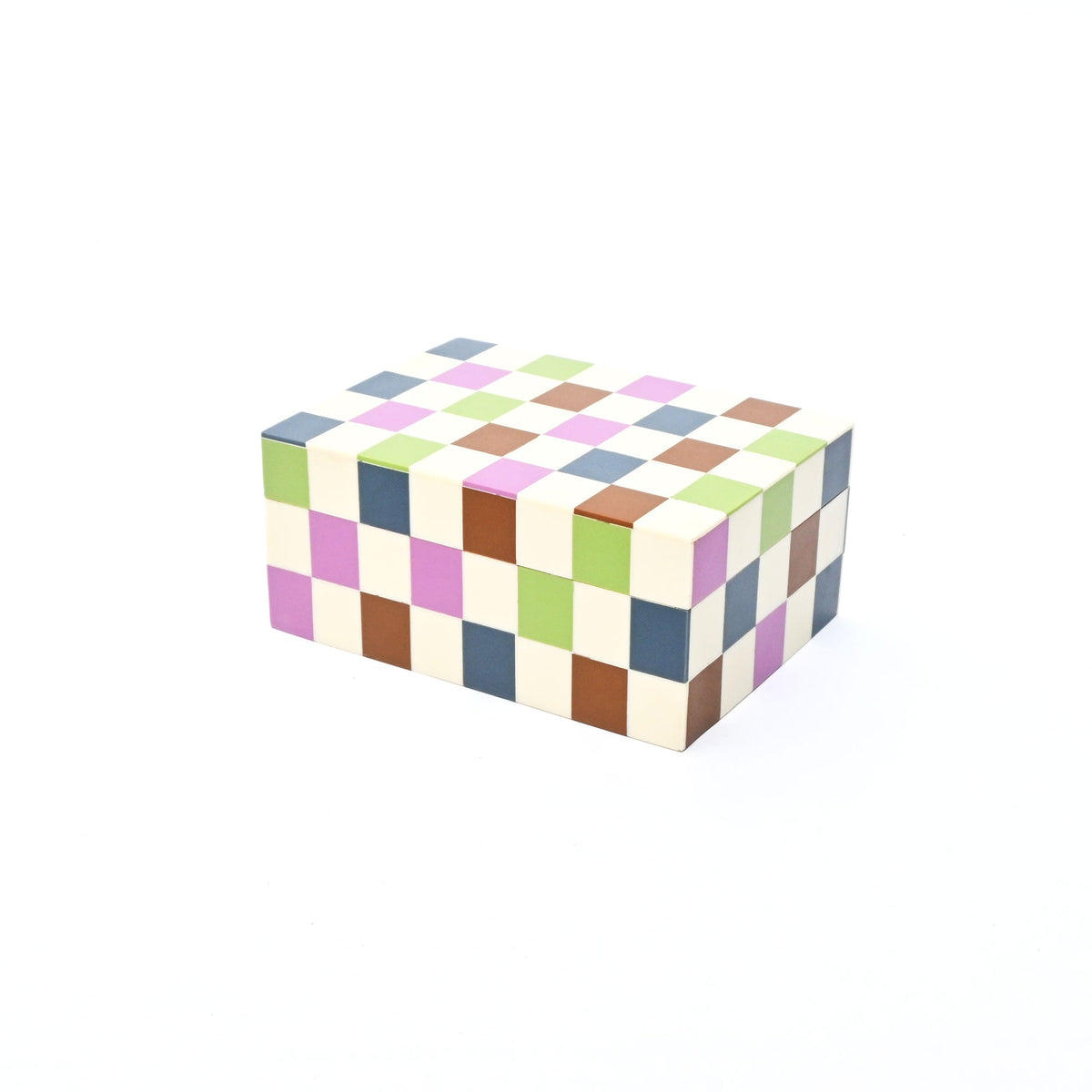 Checkered Resin Storage Box 7x5x3 Inch Glossy MDF
