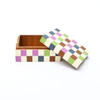 Checkered Resin Storage Box 7x5x3 Inch Glossy MDF