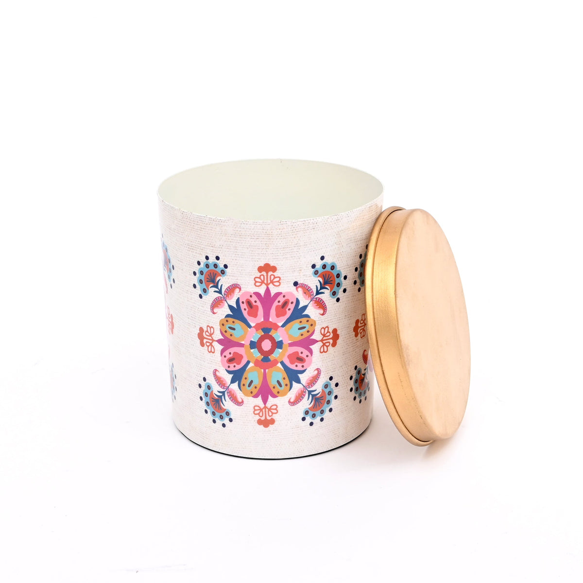 Large Round Enamel Storage Box with Lid