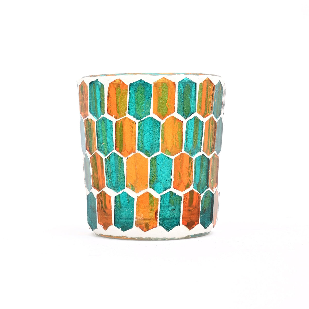 Round Mosaic Glass Votive Tealight Candle Holder