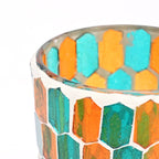 Round Mosaic Glass Votive Tealight Candle Holder