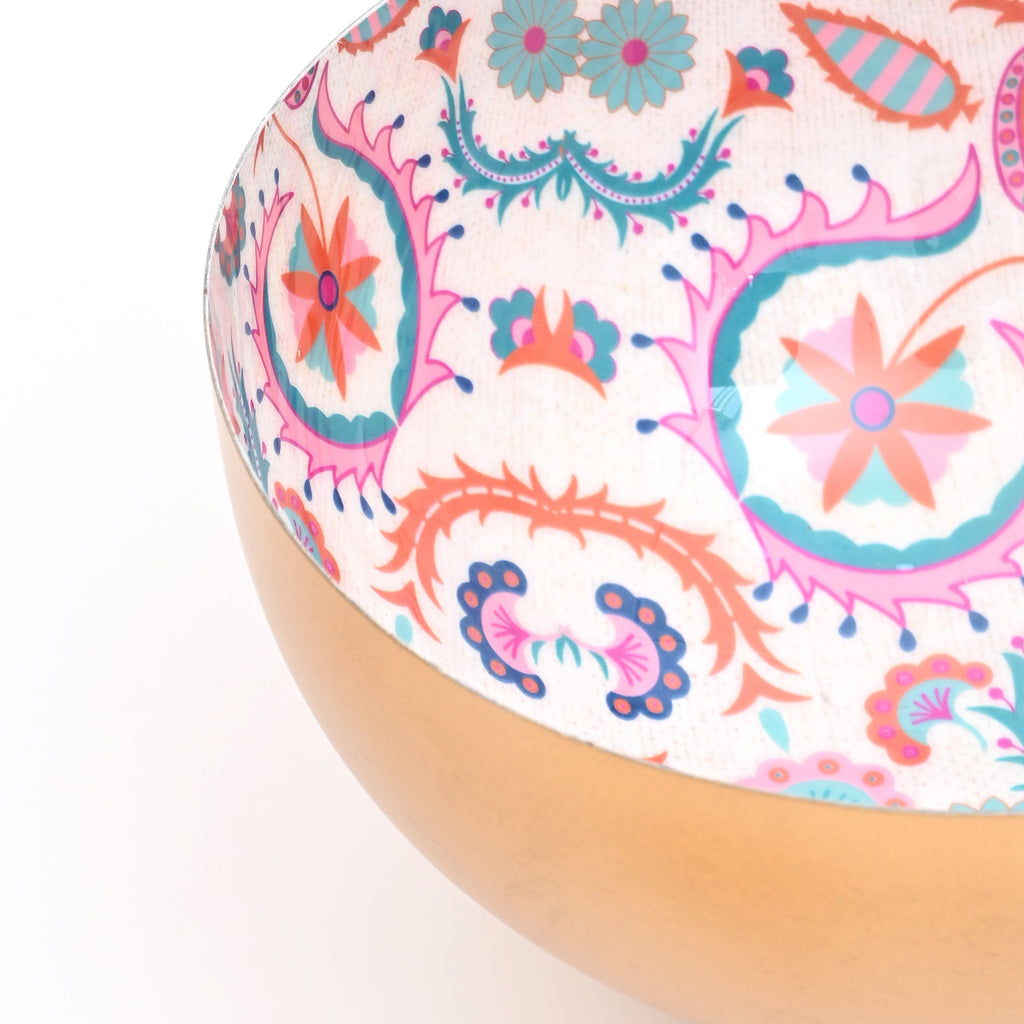 Round Enamel Metal Serving Bowl, Rustic Tableware