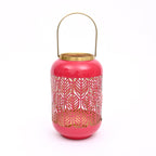 Round Metal Lantern with Scroll Cut-Outs