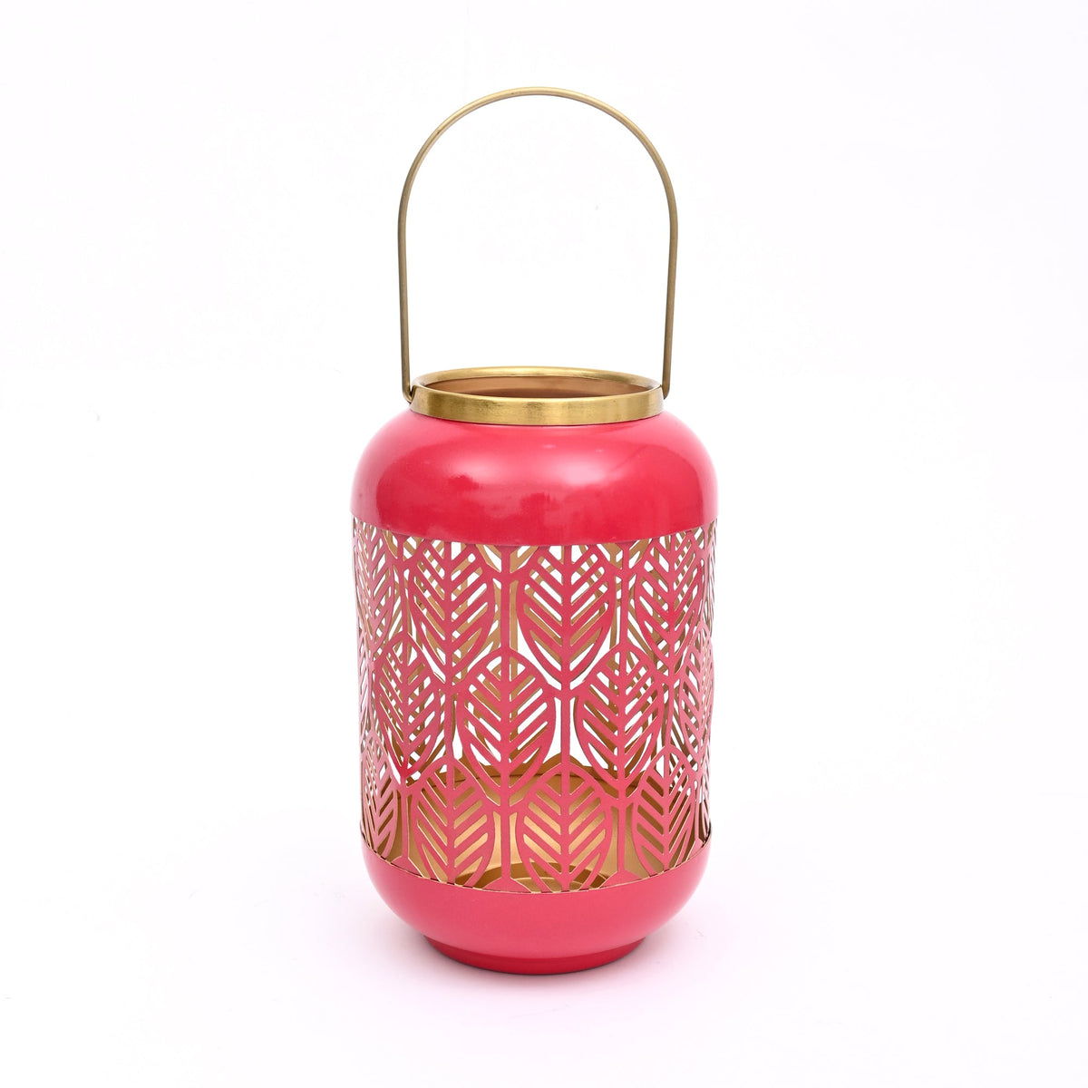 Round Metal Lantern with Scroll Cut-Outs