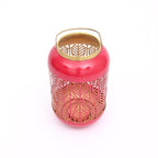 Round Metal Lantern with Scroll Cut-Outs