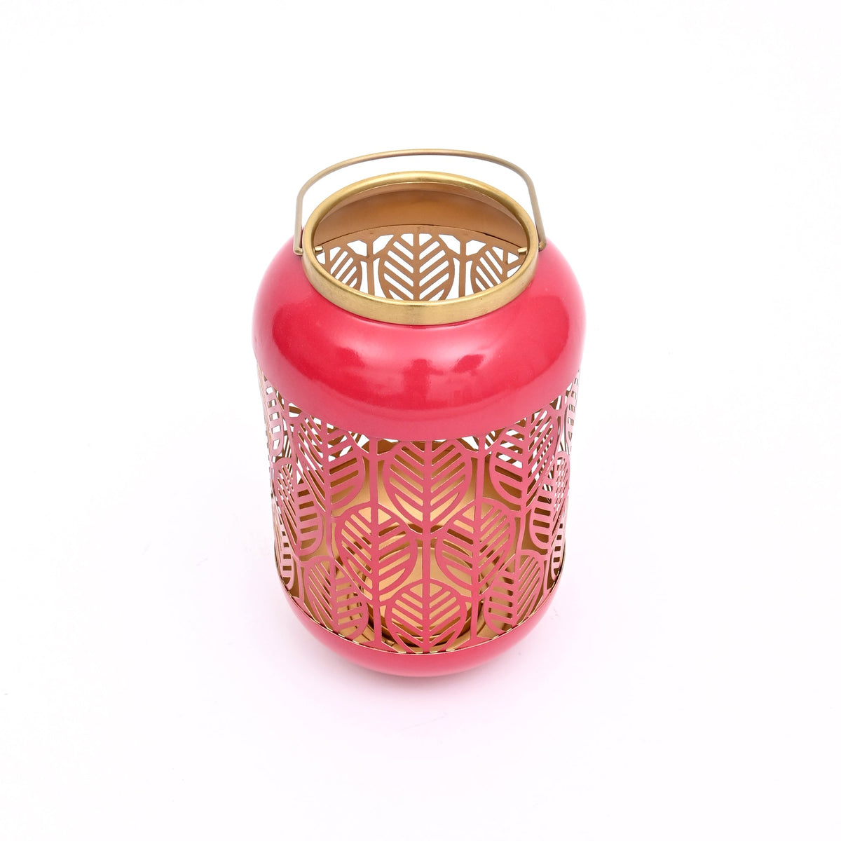 Round Metal Lantern with Scroll Cut-Outs