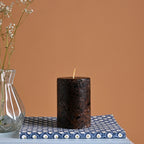 Myrrh & Amber Marble Pillar Candle, Bronze