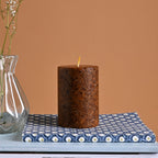 Lavender & Rosemary Marble Pillar Candle, Sandstone
