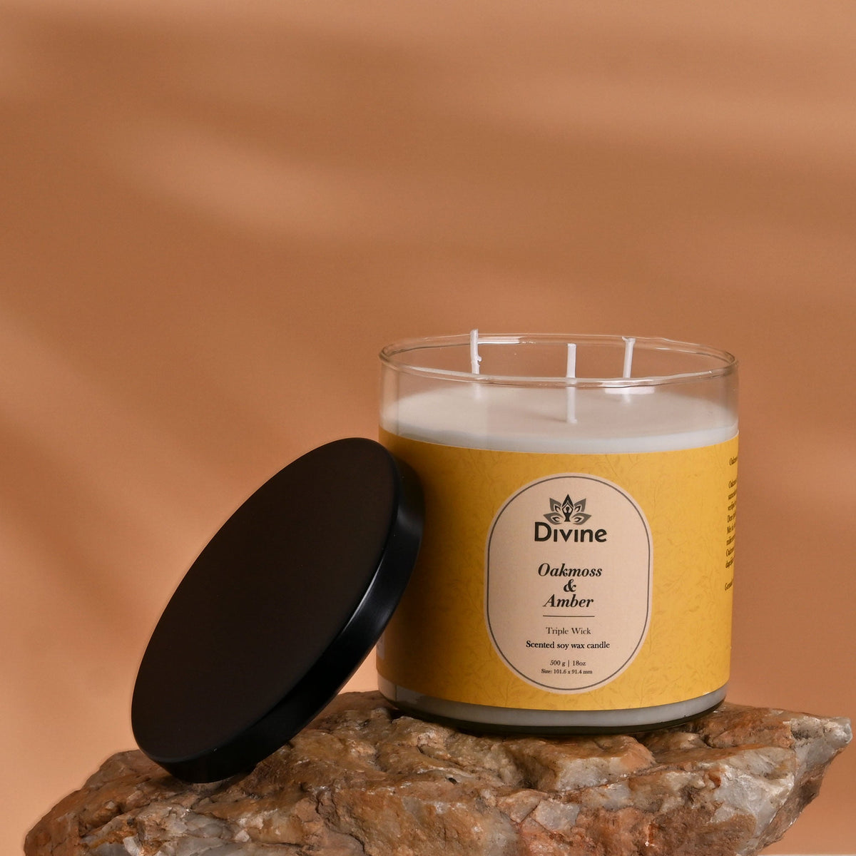Oakmoss & Amber Triple Wick Glass Candle