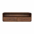 Space-Saving Solid Mango Wood Wall-mounted Console – Chestnut Finish, 2 Drawers