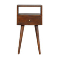 Space-Saving Solid Mango Wood Bedside Table – Chestnut Finish, 1 Drawer