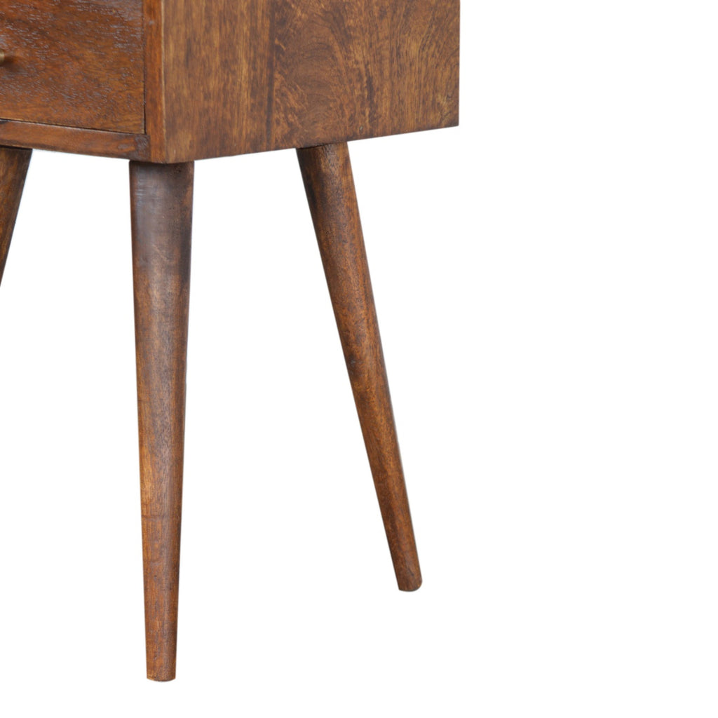 Space-Saving Solid Mango Wood Bedside Table – Chestnut Finish, 1 Drawer