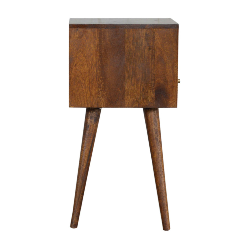 Space-Saving Solid Mango Wood Bedside Table – Chestnut Finish, 1 Drawer