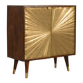 Handcrafted Solid Mango Wood Cabinet – Chestnut Finish, Brass-plated Doors