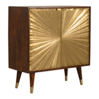 Handcrafted Solid Mango Wood Cabinet – Chestnut Finish, Brass-plated Doors
