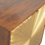 Handcrafted Solid Mango Wood Cabinet – Chestnut Finish, Brass-plated Doors