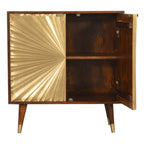Handcrafted Solid Mango Wood Cabinet – Chestnut Finish, Brass-plated Doors