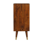 Handcrafted Solid Mango Wood Cabinet – Chestnut Finish, Brass-plated Doors