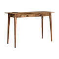 Handcrafted Solid Mango Wood Writing Desk – Chestnut Finish, 2 Drawers
