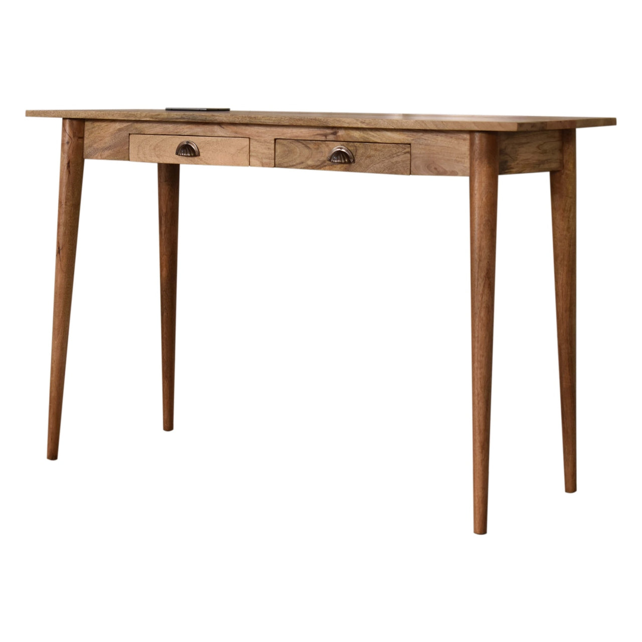 Handcrafted Solid Mango Wood Writing Desk – Chestnut Finish, 2 Drawers