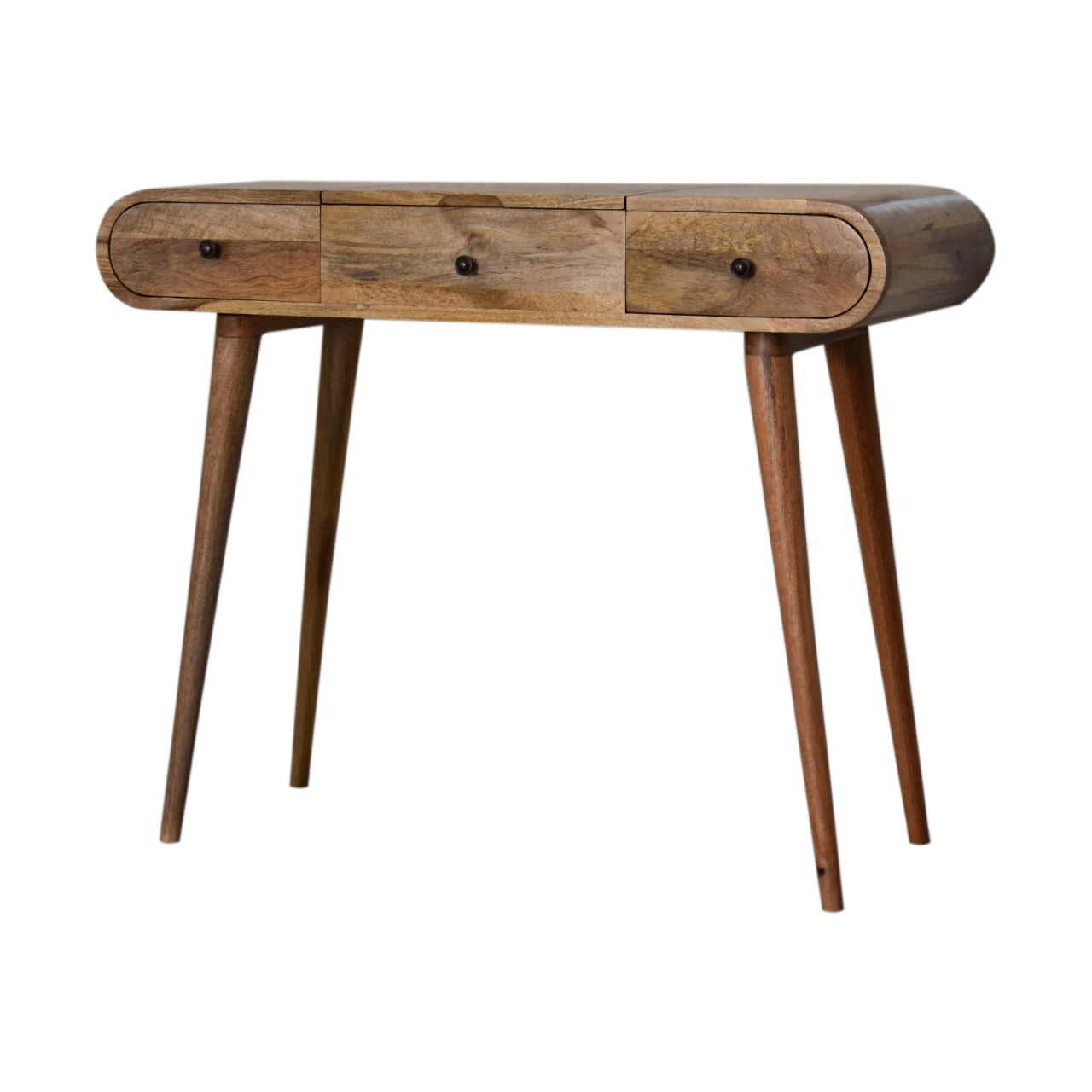 Elegant Solid Mango Wood Dressing Table – Chestnut Finish, 3 Drawers