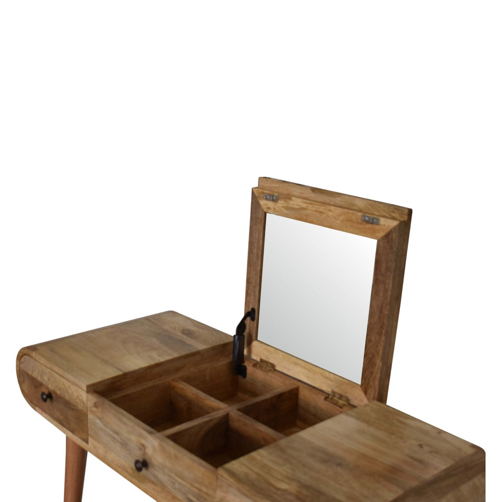 Elegant Solid Mango Wood Dressing Table – Chestnut Finish, 3 Drawers