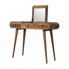 Elegant Solid Mango Wood Dressing Table – Chestnut Finish, 3 Drawers