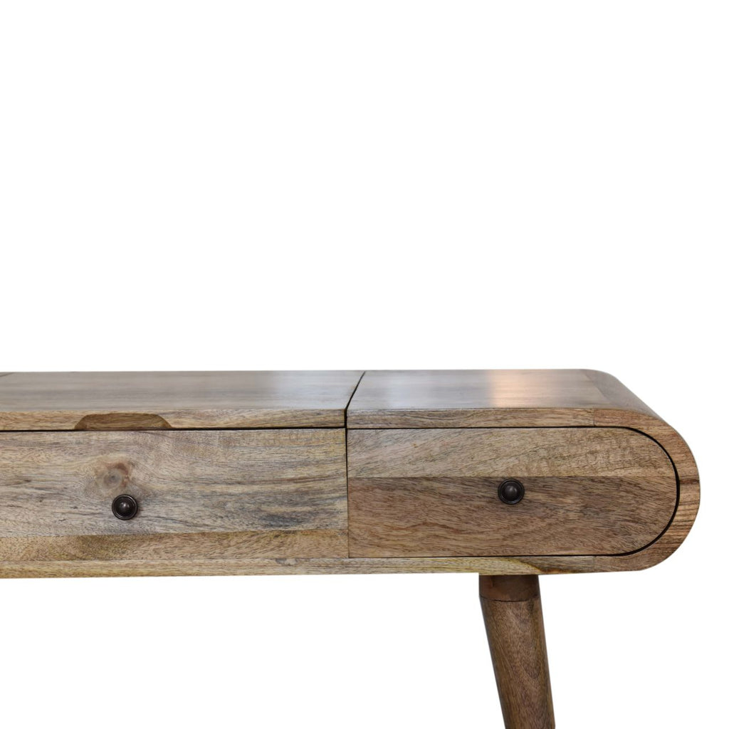 Elegant Solid Mango Wood Dressing Table – Chestnut Finish, 3 Drawers