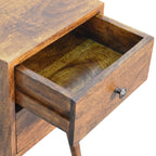 Space-Saving Solid Mango Wood Bedside Table – Chestnut Finish, 2 Small Drawers