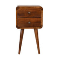 Handcrafted Solid Mango Wood Bedside Table – Chestnut Finish, 2 Drawers