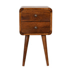 Handcrafted Solid Mango Wood Bedside Table – Chestnut Finish, 2 Drawers