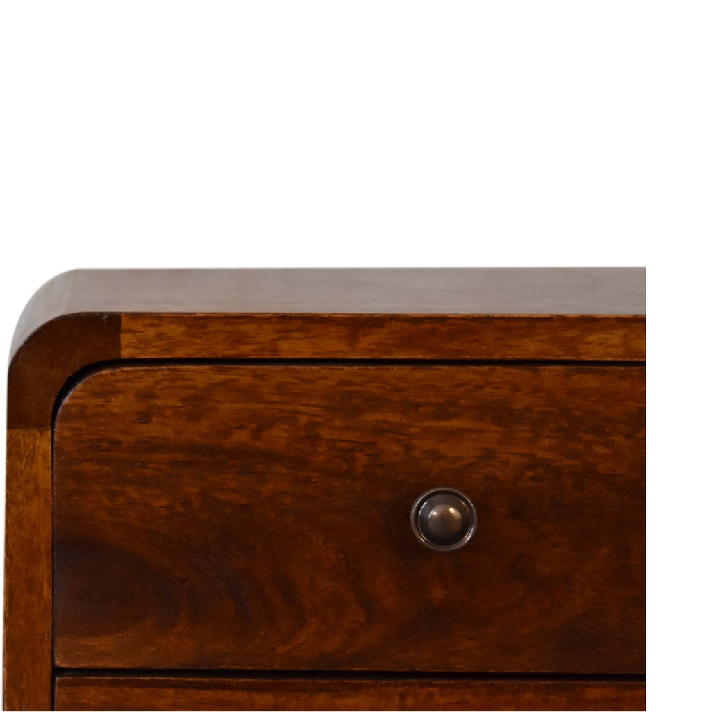 Handcrafted Solid Mango Wood Bedside Table – Chestnut Finish, 2 Drawers